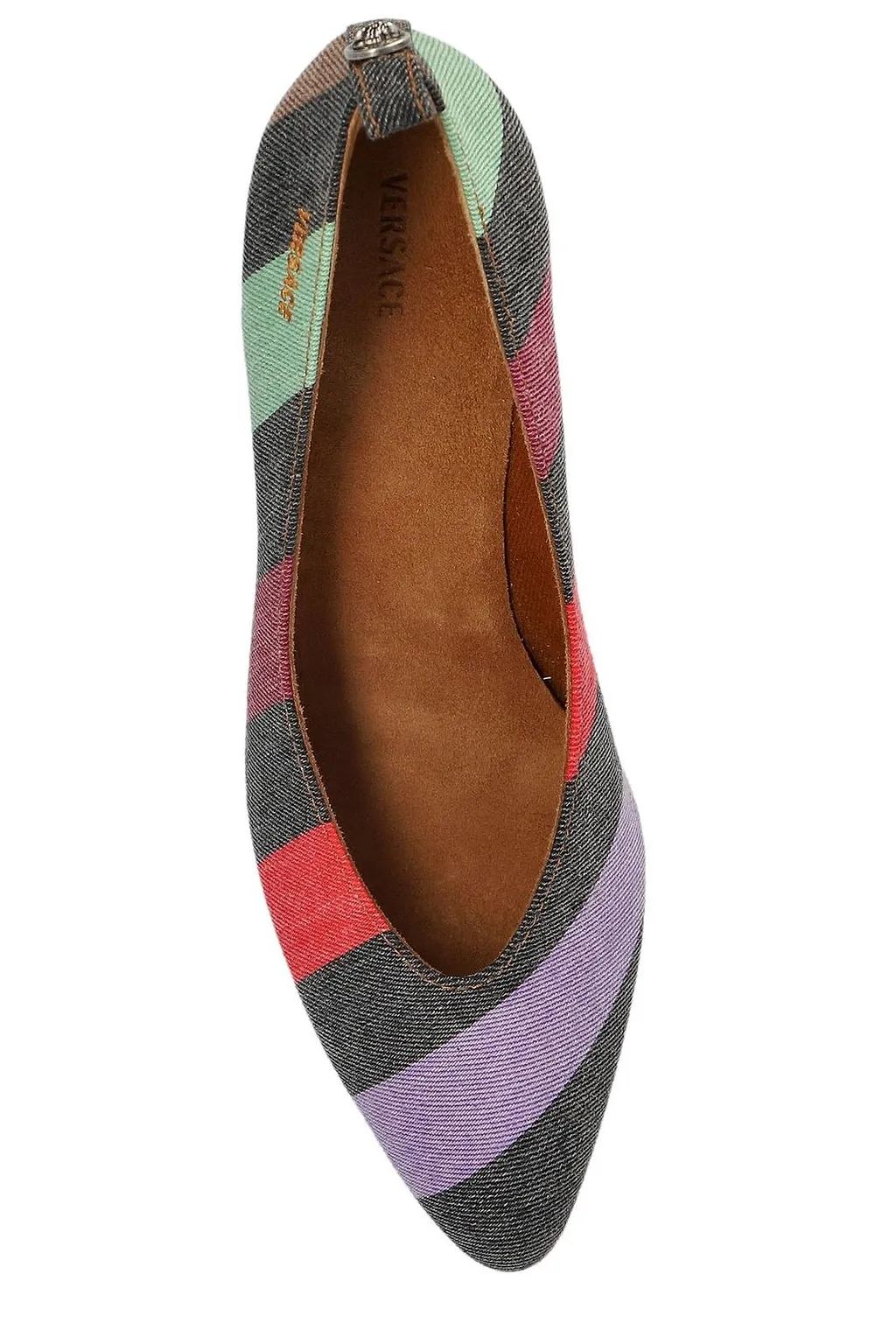 Versace Tina Striped Kitten Heel Pumps