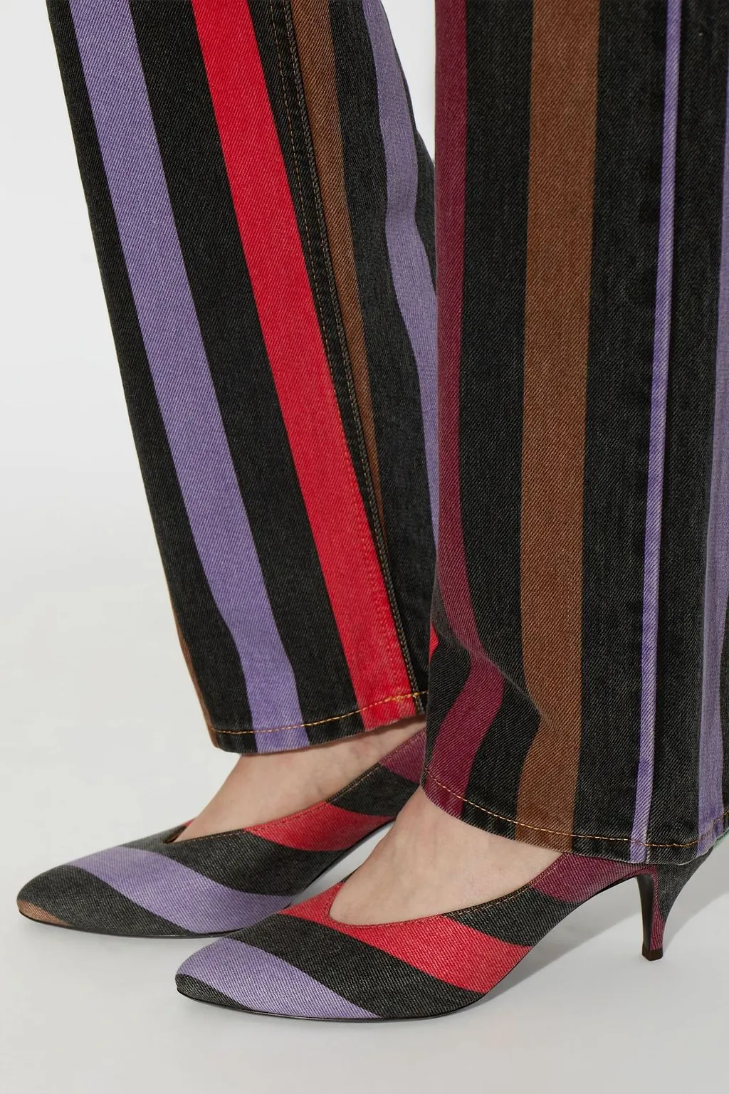 Versace Tina Striped Kitten Heel Pumps