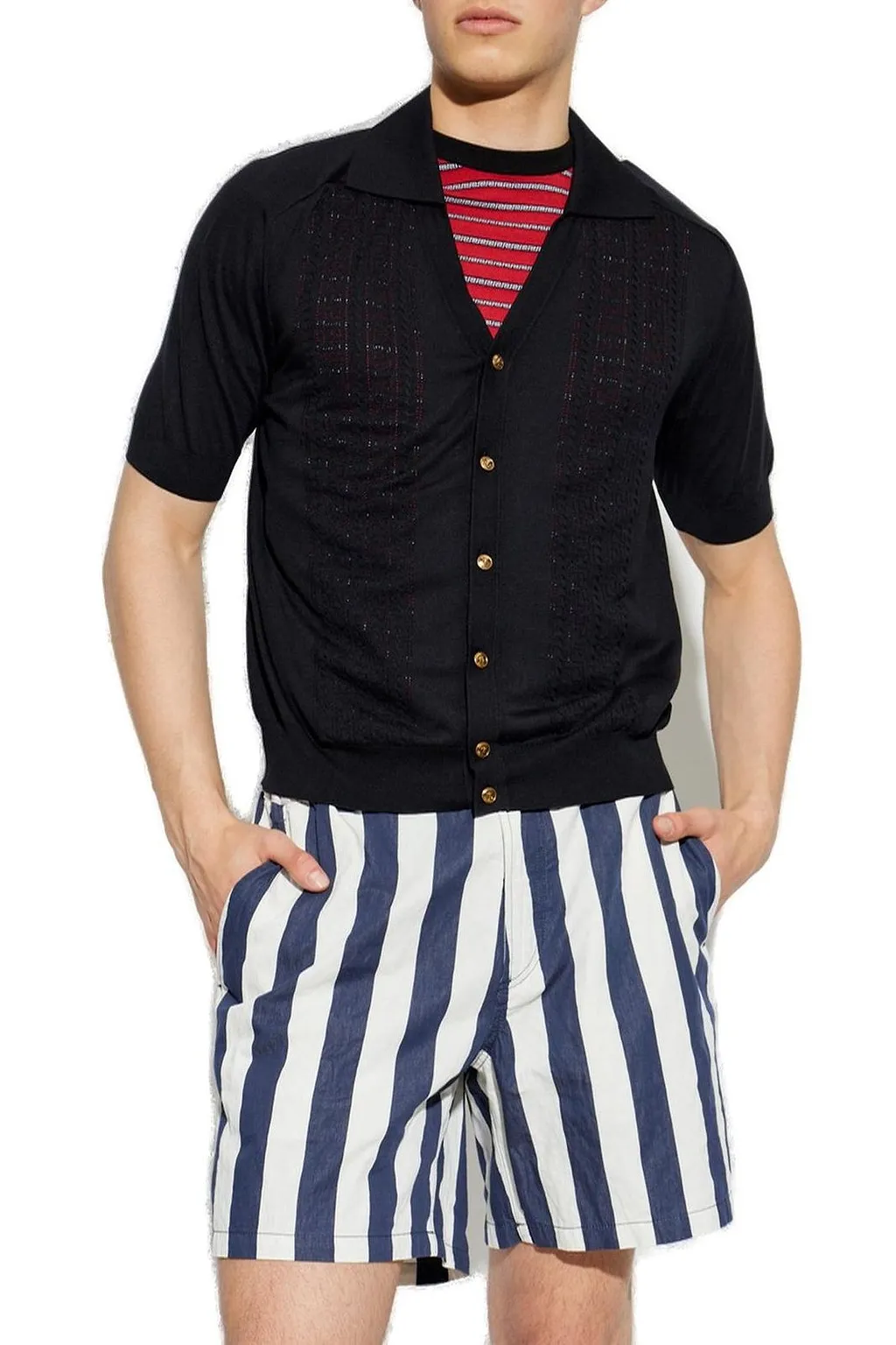 Versace V-Neck Knitted Polo Shirt
