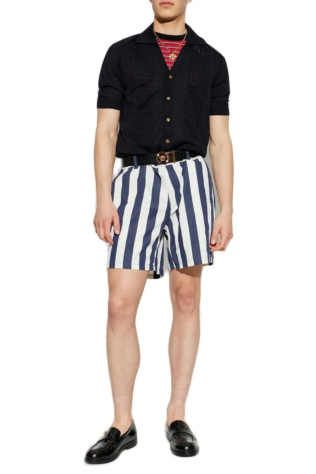 Versace V-Neck Knitted Polo Shirt