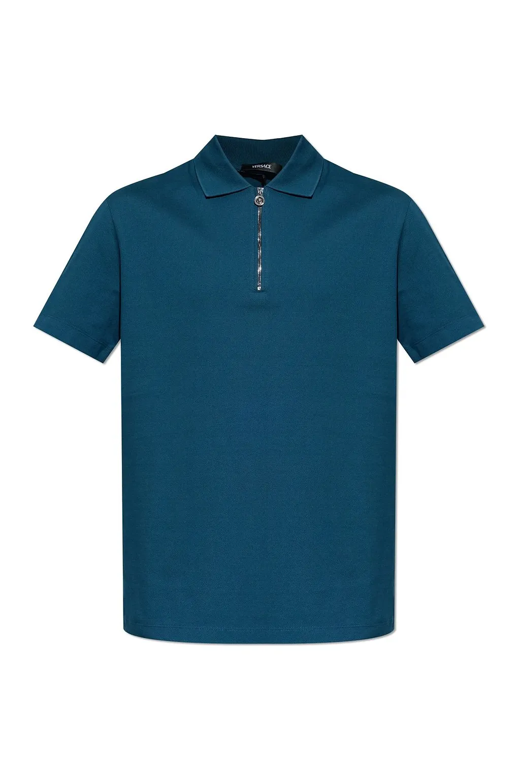 Versace Zip Detail Cotton Polo Shirt
