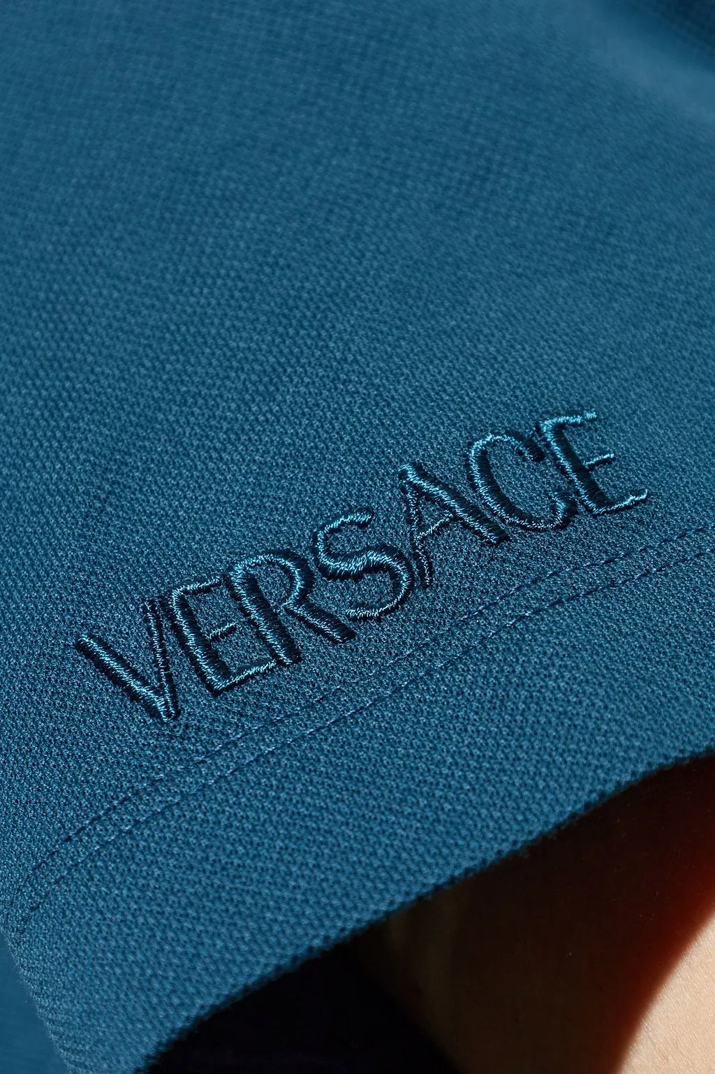 Versace Zip Detail Cotton Polo Shirt