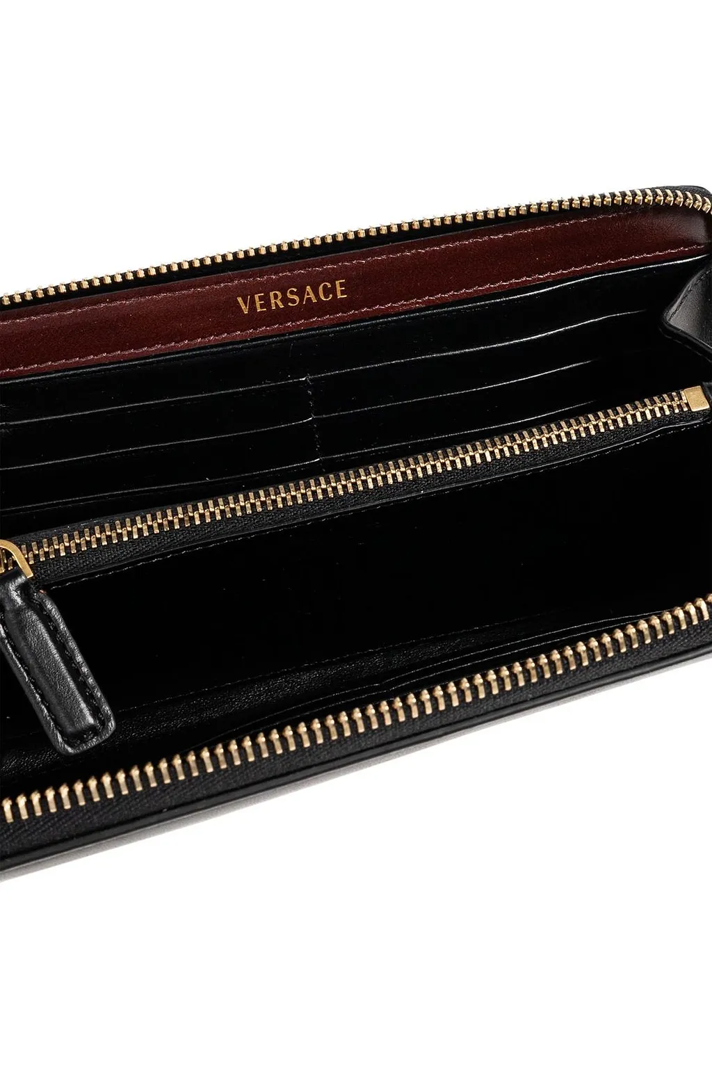 Versace Logo Plaque Zip-Around Wallet
