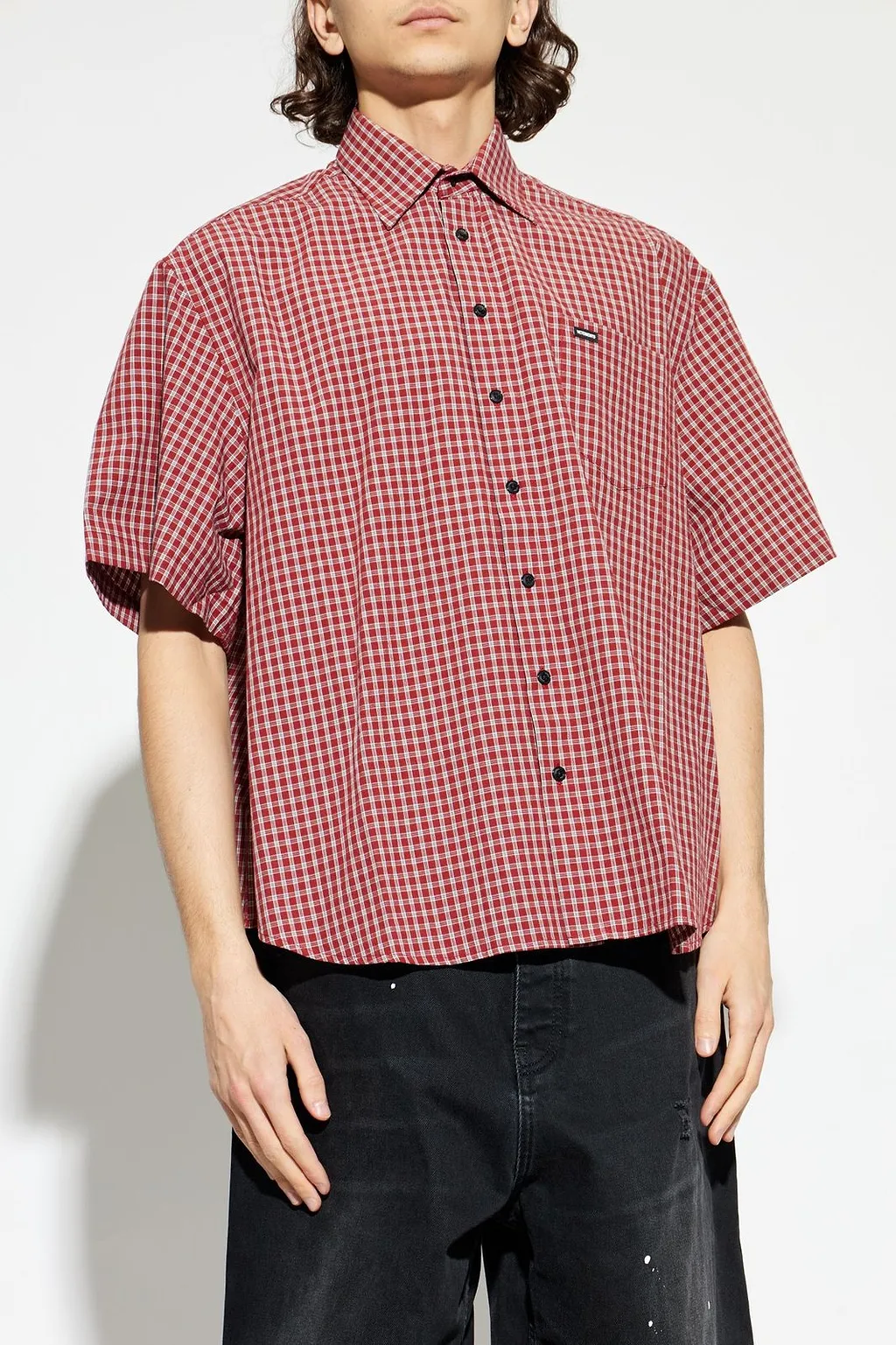 Vetements Logo Patch Checked Short-Sleeve Shirt