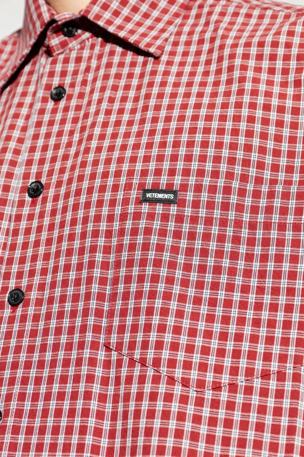 Vetements Logo Patch Checked Short-Sleeve Shirt
