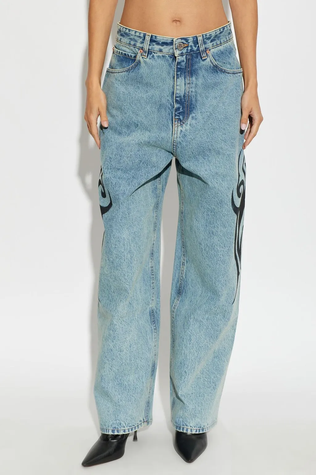 Vetements Printed Wide-Leg Jeans