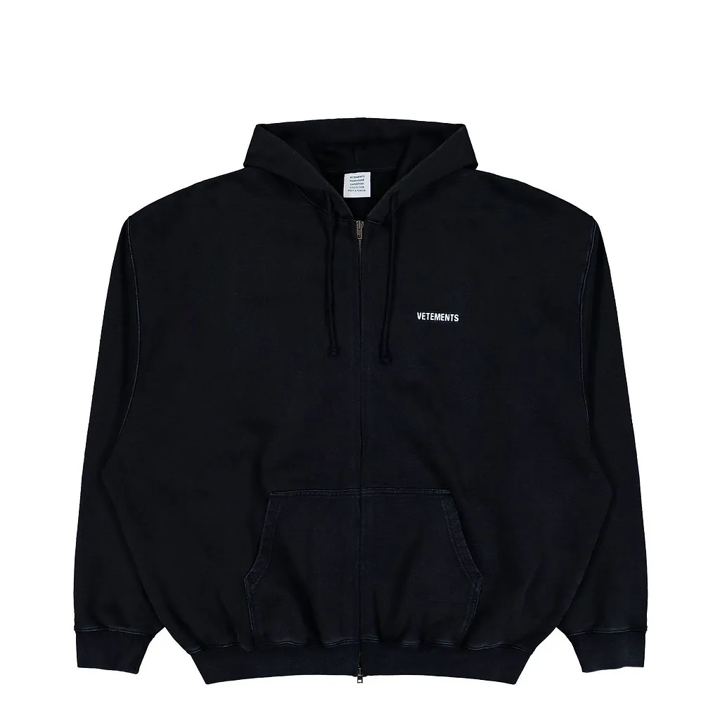 Vetements Zip-Up Drawstring Hoodie