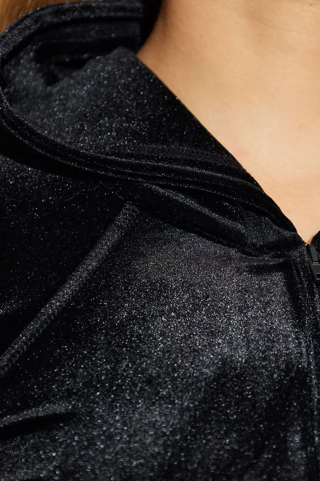 Vetements Zip-Up Hooded Velvet Bodysuit