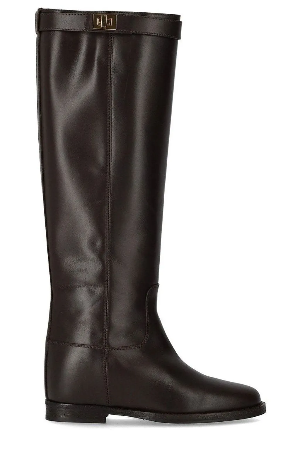 Via Roma 15 Buckle Detailed Round Toe Boots