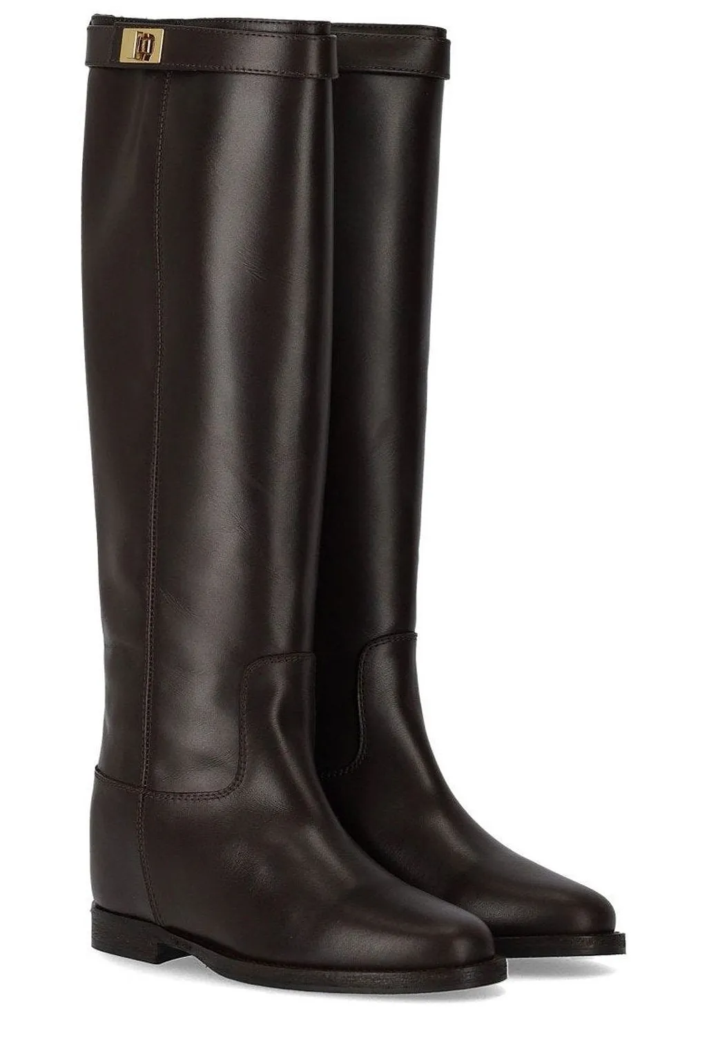 Via Roma 15 Buckle Detailed Round Toe Boots