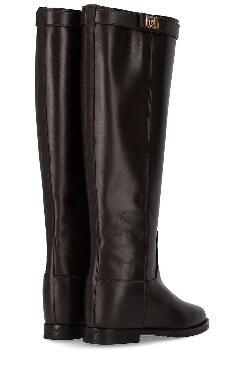 Via Roma 15 Buckle Detailed Round Toe Boots