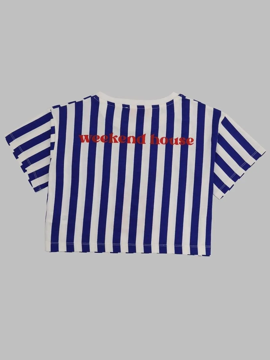 Weekend House Kids Gum Stripes Cropped T-Shirt