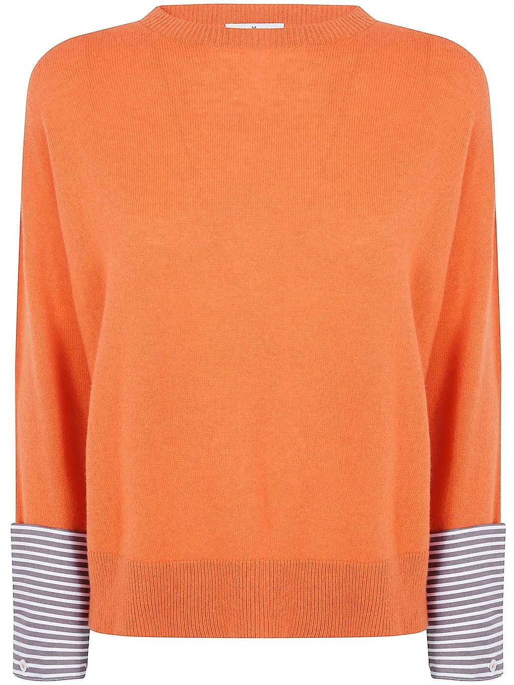 Why Ci Stripe Cuff Round Neck Knitted Sweater