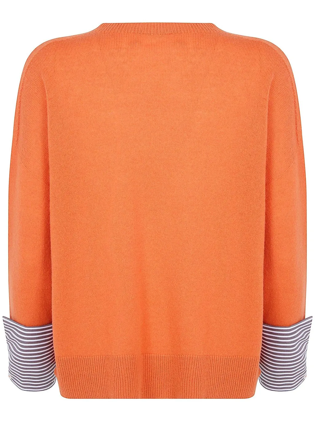 Why Ci Stripe Cuff Round Neck Knitted Sweater