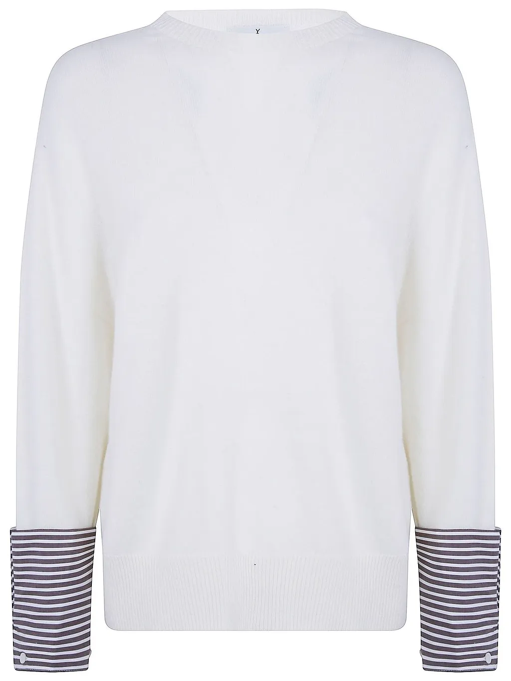 Why Ci Striped Cuff Knitted Sweater