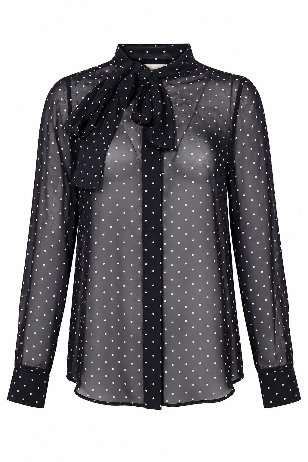 Xacus Paloma Polka-Dot Bow Blouse