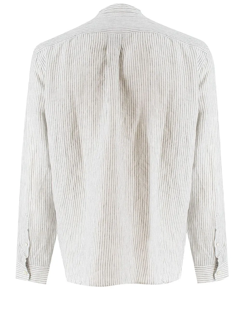 Xacus Striped Band-Collar Shirt