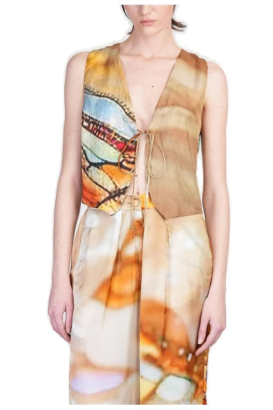 Yavi Abstract Print Sleeveless Vest