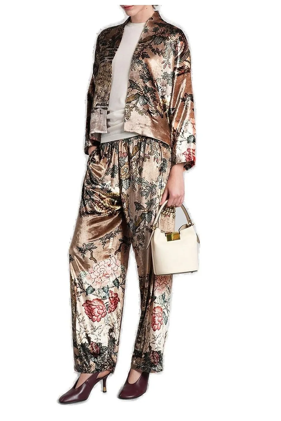 Yavi All-Over Pattern Printed Velvet Trousers