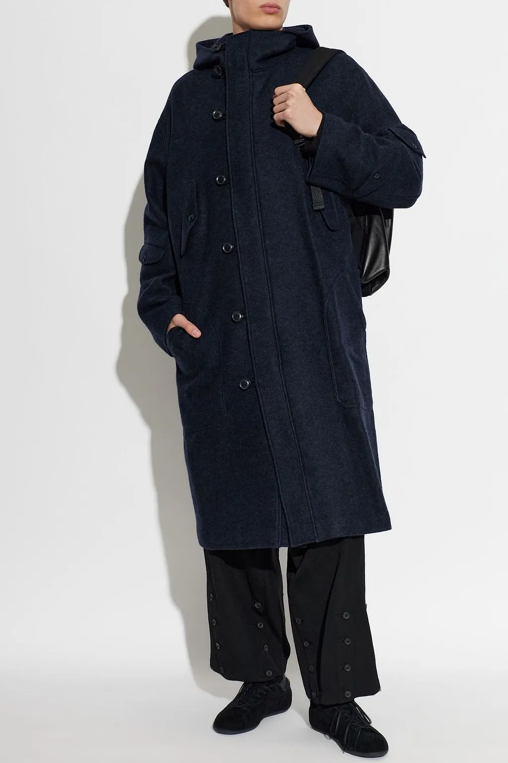 Yohji Yamamoto Hooded Button-Front Coat