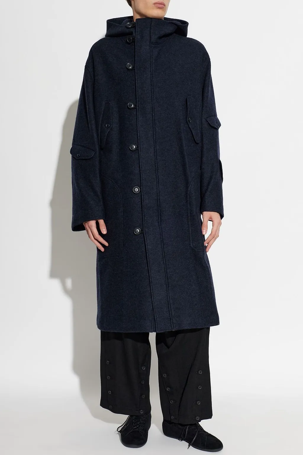 Yohji Yamamoto Hooded Button-Front Coat
