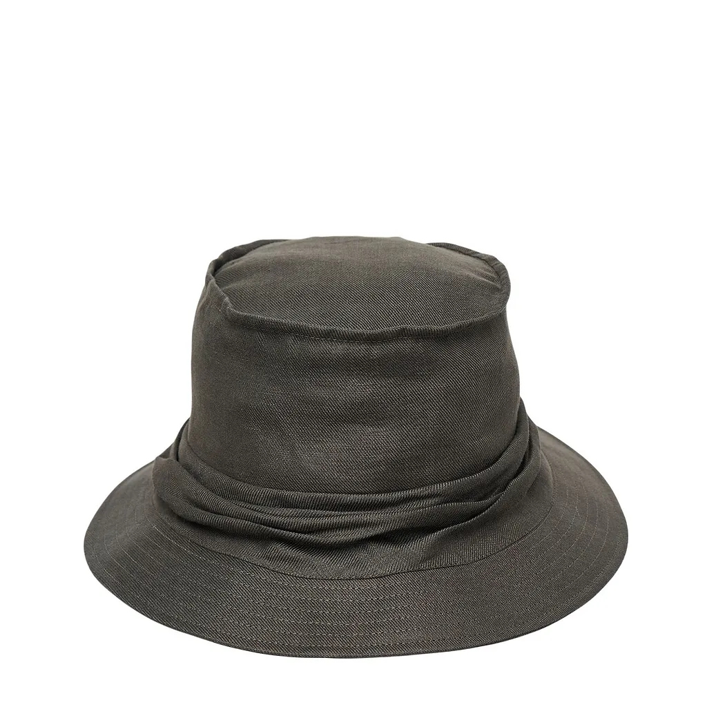 Yohji Yamamoto Wide Brim Ruched Bucket Hat