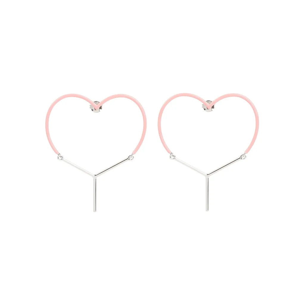 Y/Project Two-Toned Heart-Shape Drop Earrings