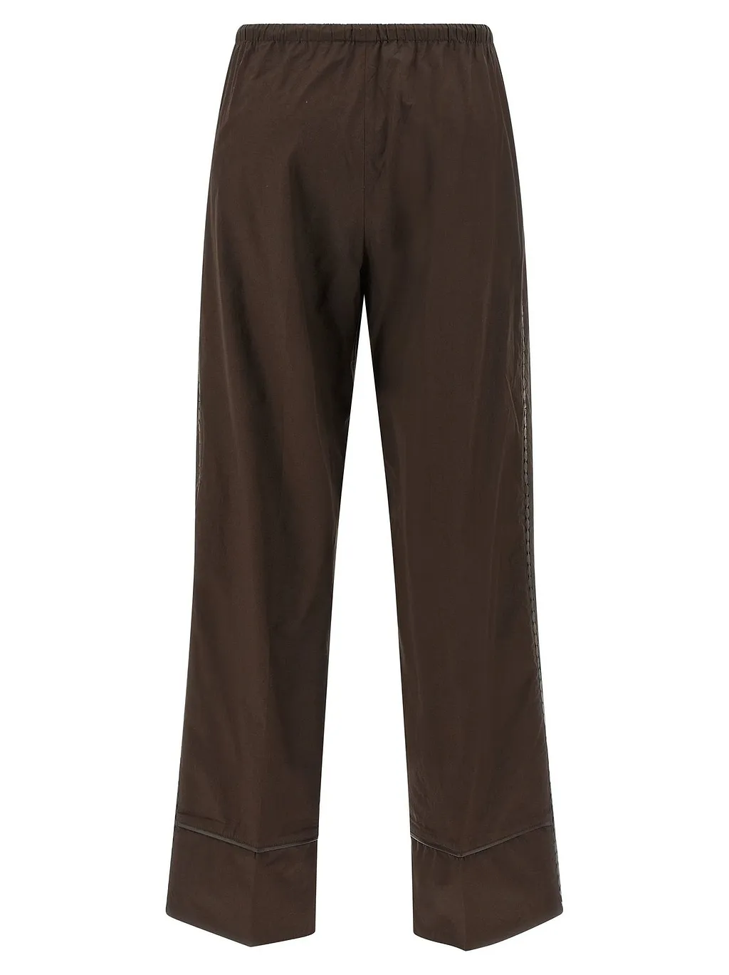 Yves Salomon Leather Trim Wide-Leg Pants