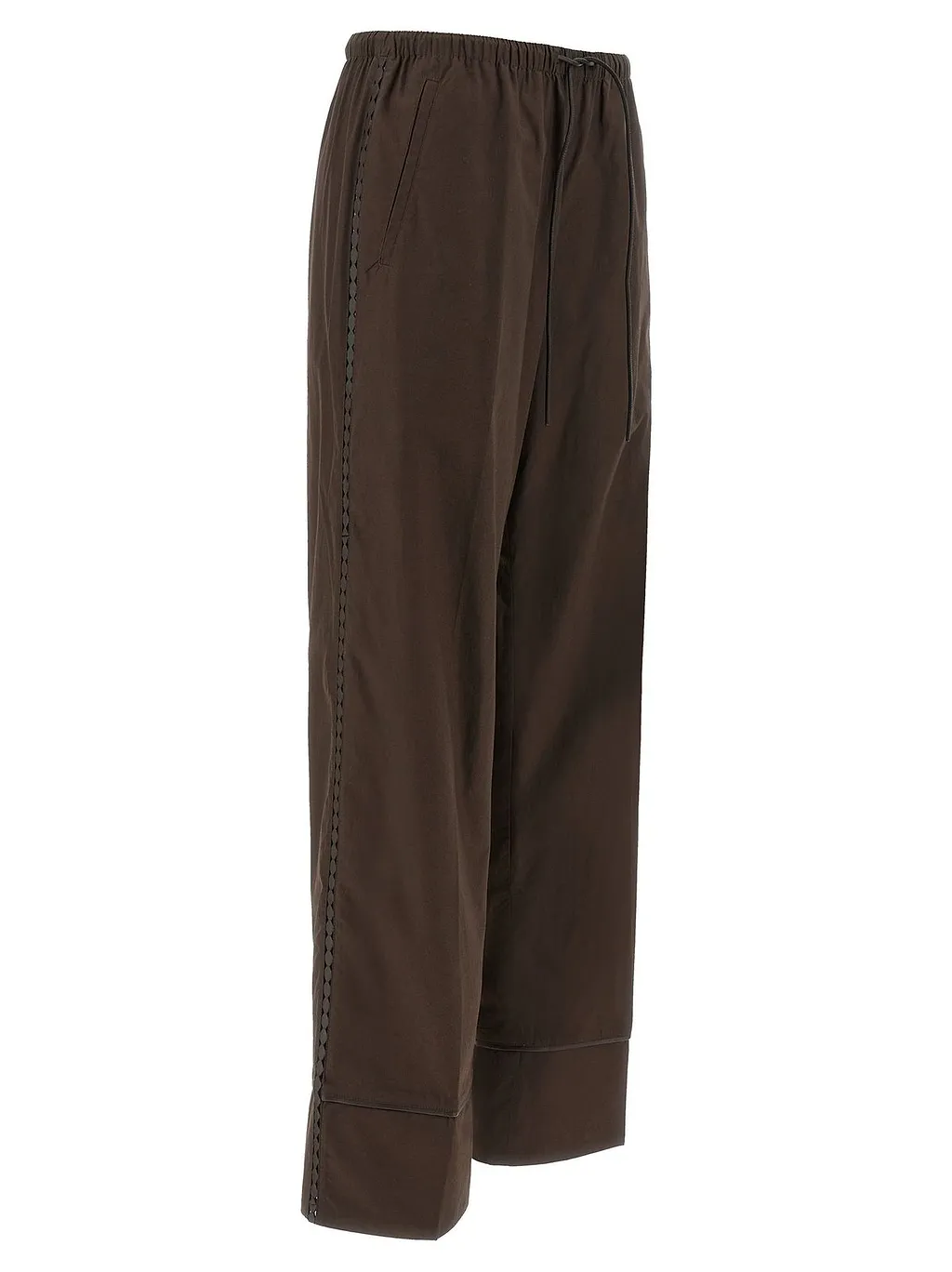 Yves Salomon Leather Trim Wide-Leg Pants