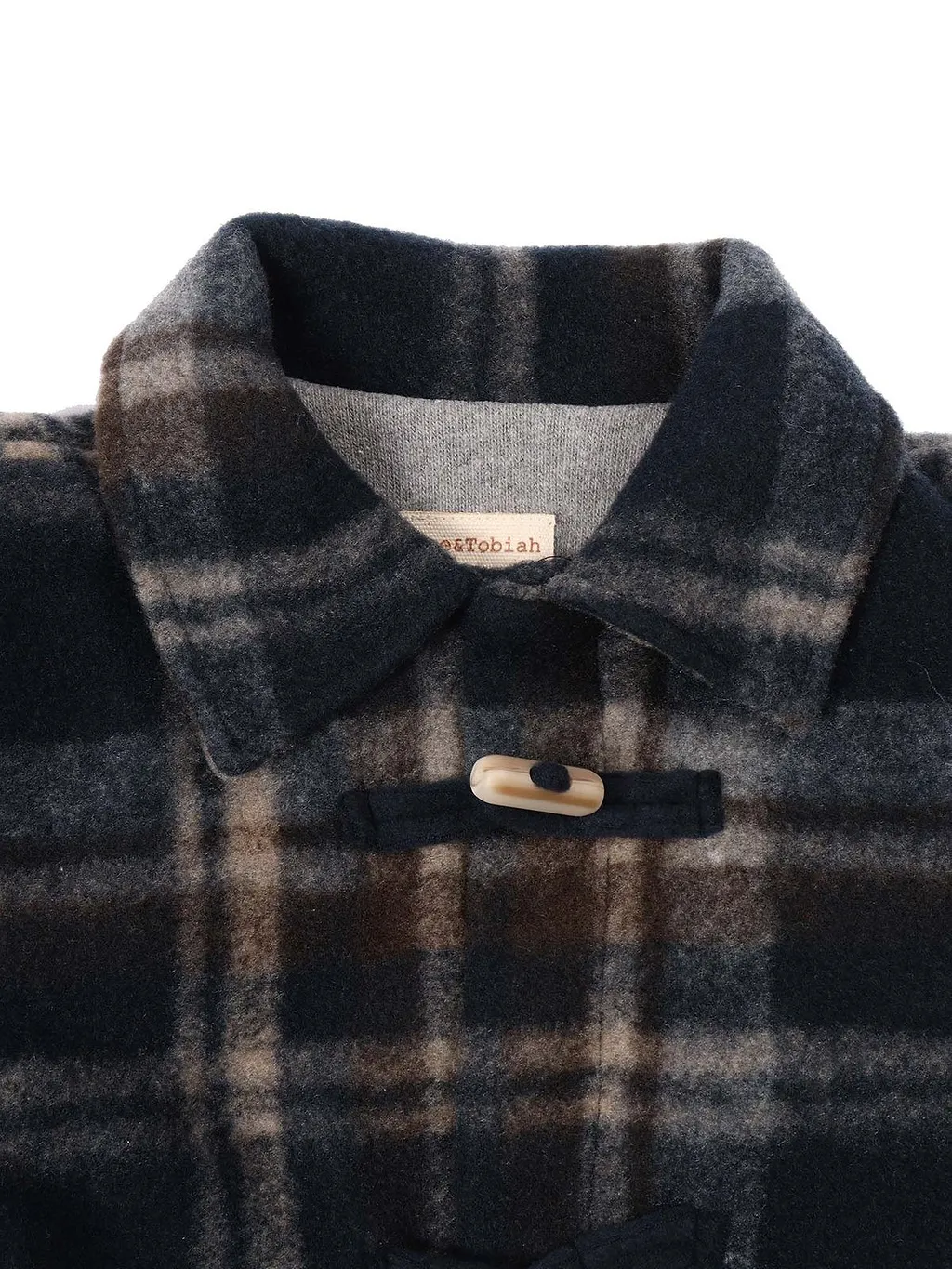 Zhoe & Tobiah Check-Pattern Toggle Long Sleeve Coat
