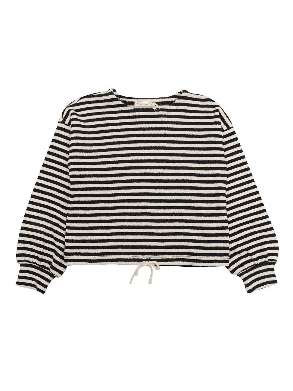 Zhoe & Tobiah Striped Drawstring Crewneck Sweatshirt