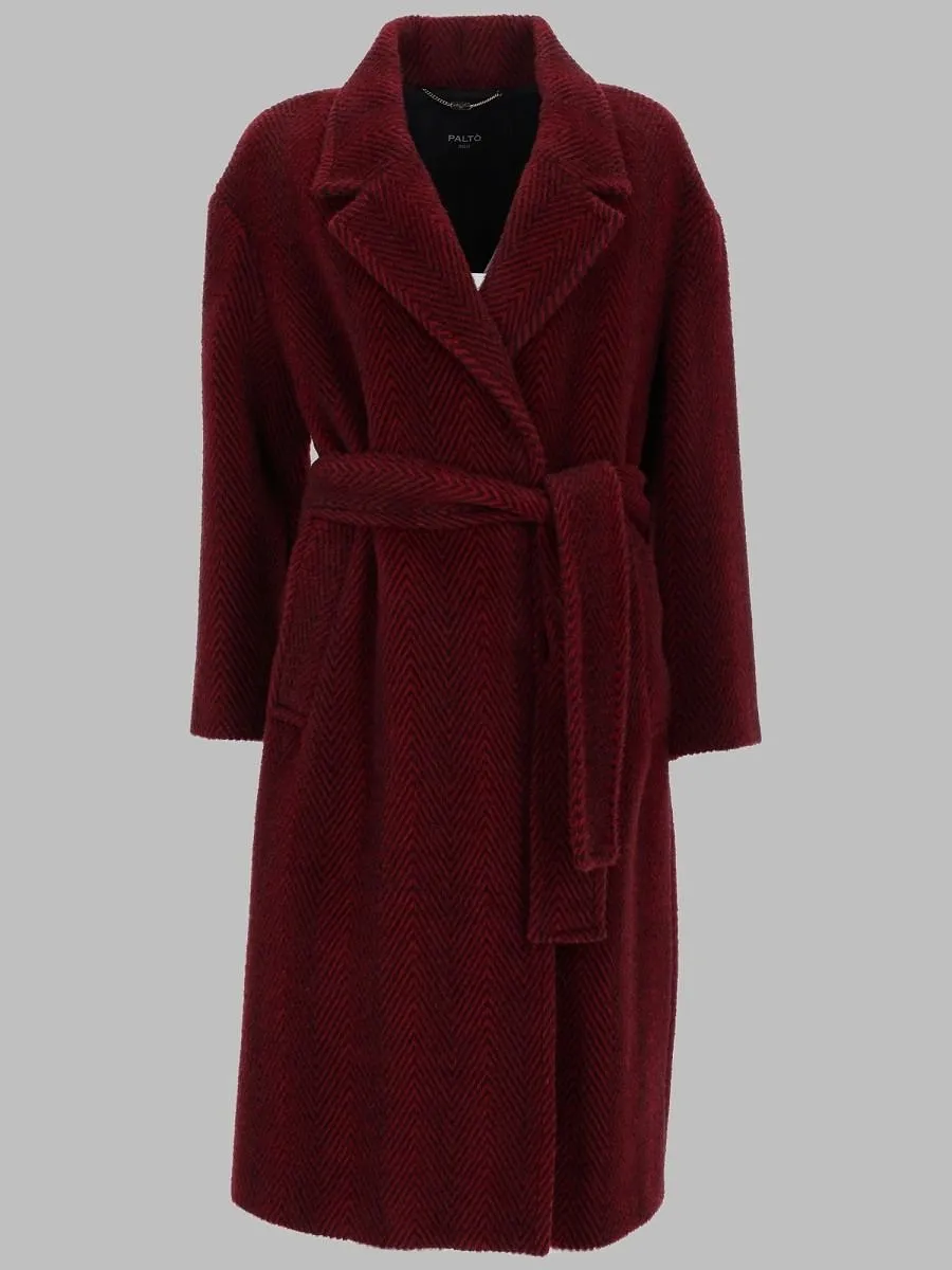 Paltò Belted Herringbone Coat