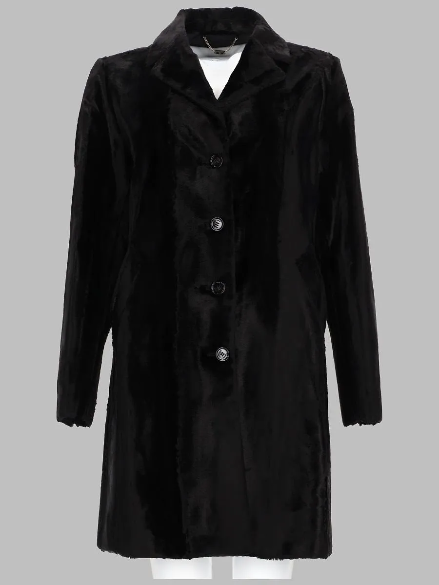 Paltò Single-Breasted Faux Fur Coat