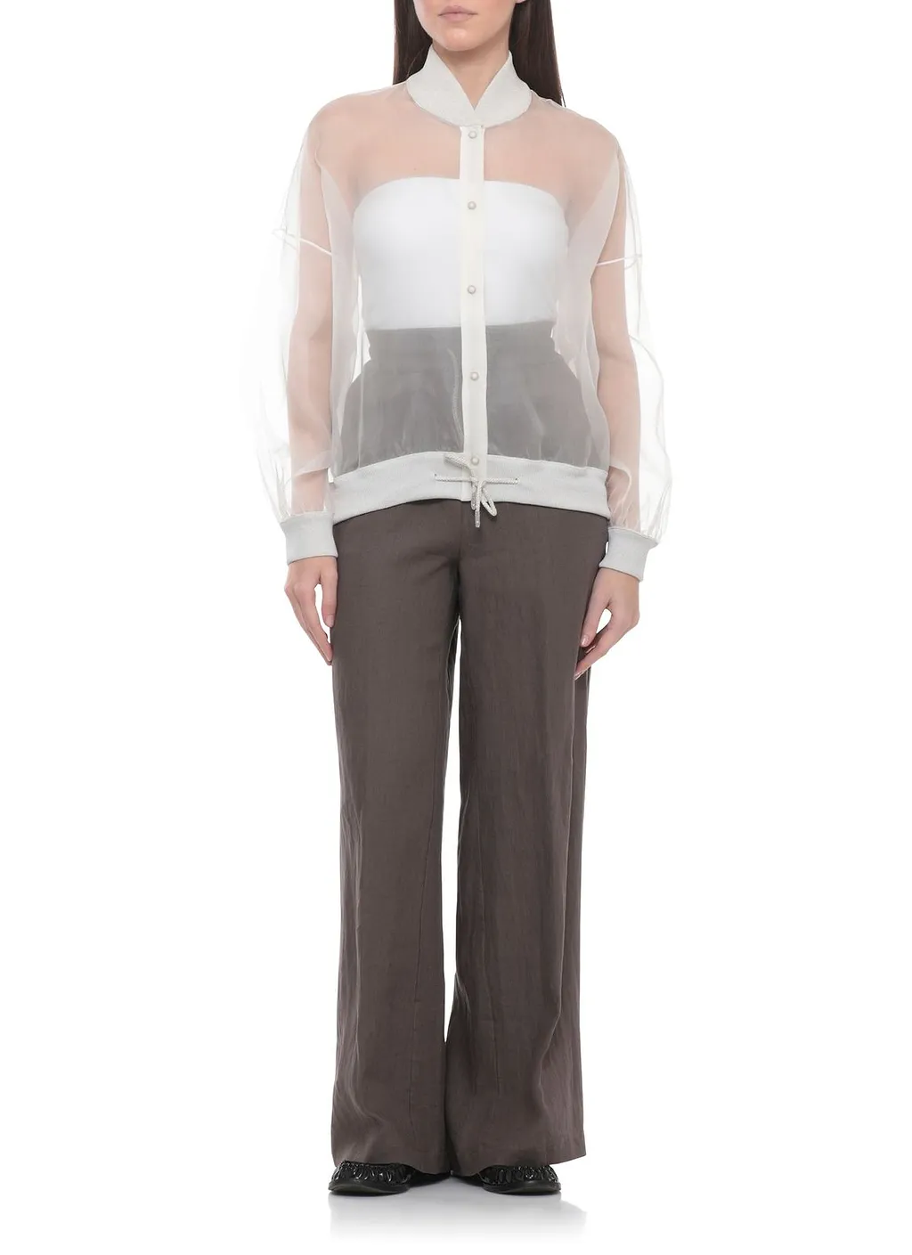 Panicale Sheer Bomber-Style Top