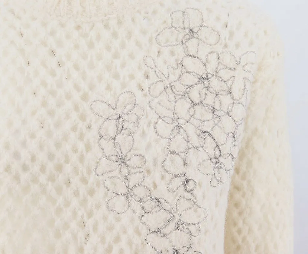 Panicale Openwork Floral Embroidered Sweater