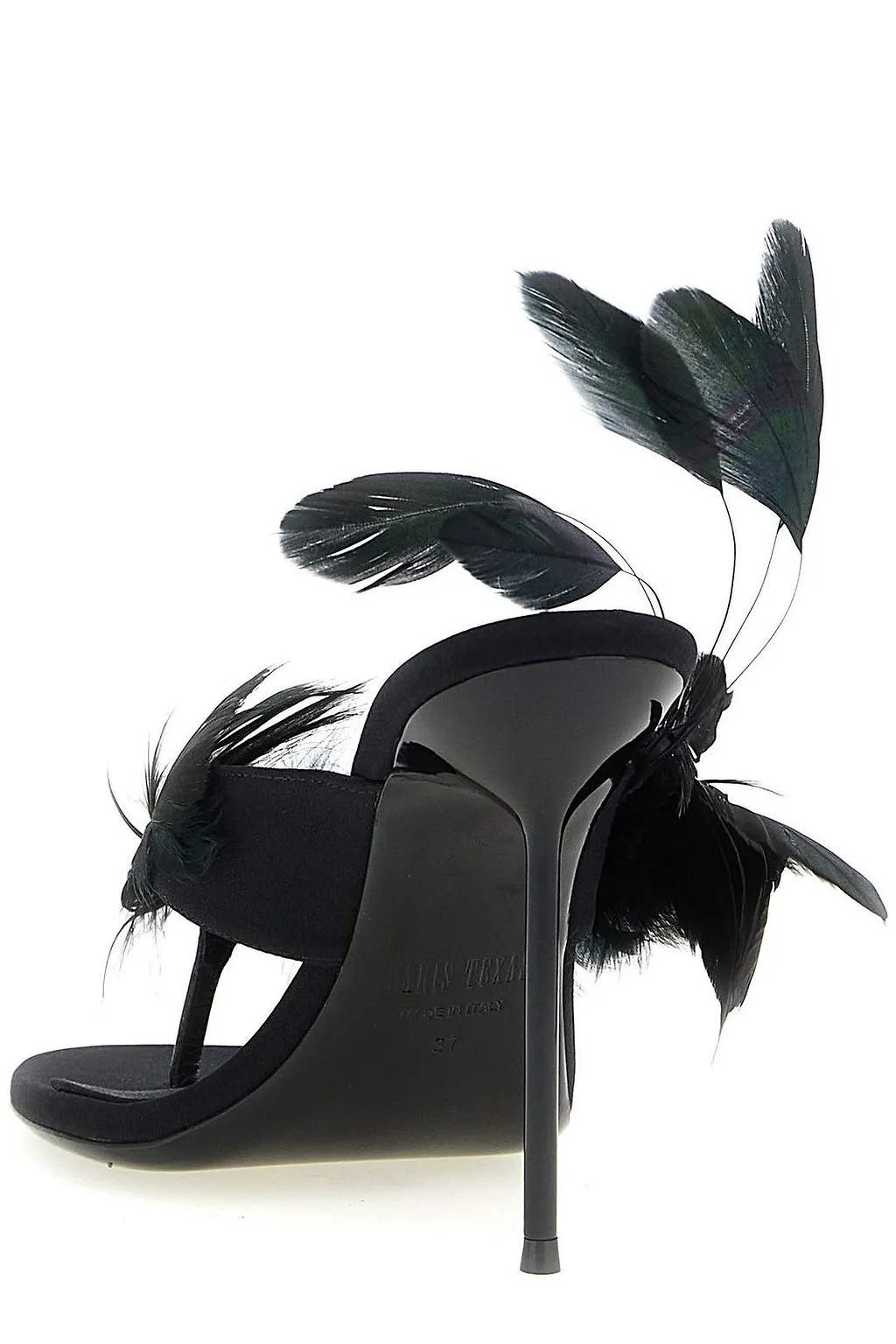 Paris Texas Lidia Feather Thong Mules