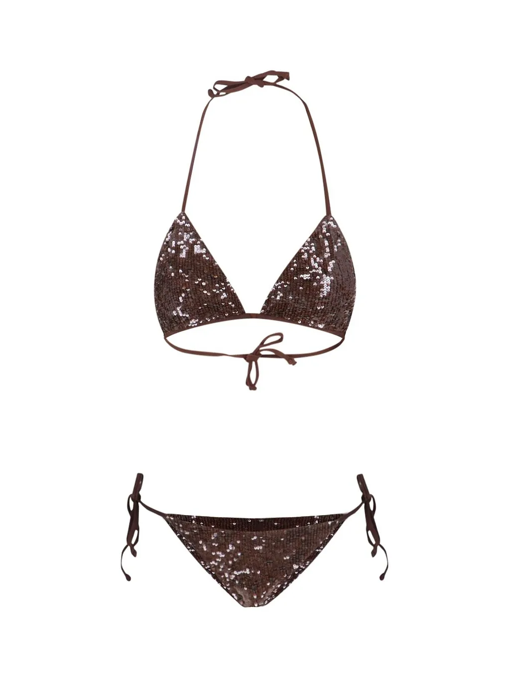 P.A.R.O.S.H. Sea Sequined Triangle Bikini Set