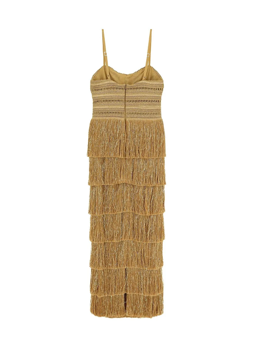 Patbo Tiered Fringe Knit Dress