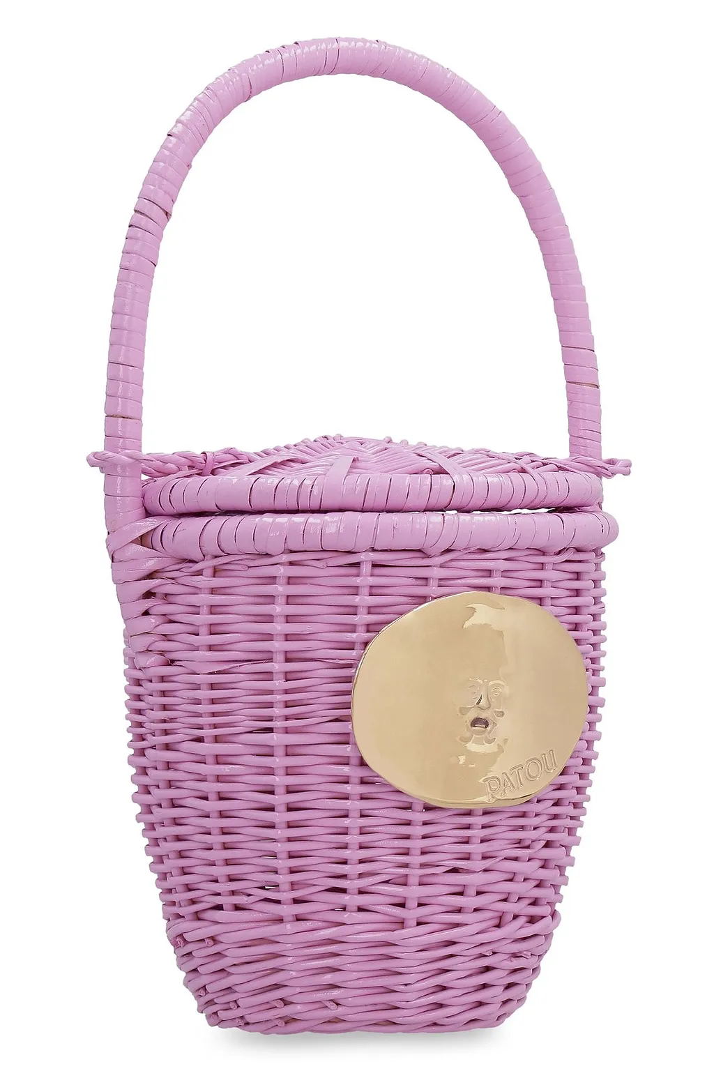 Patou Logo Plaque Woven Bucket Bag