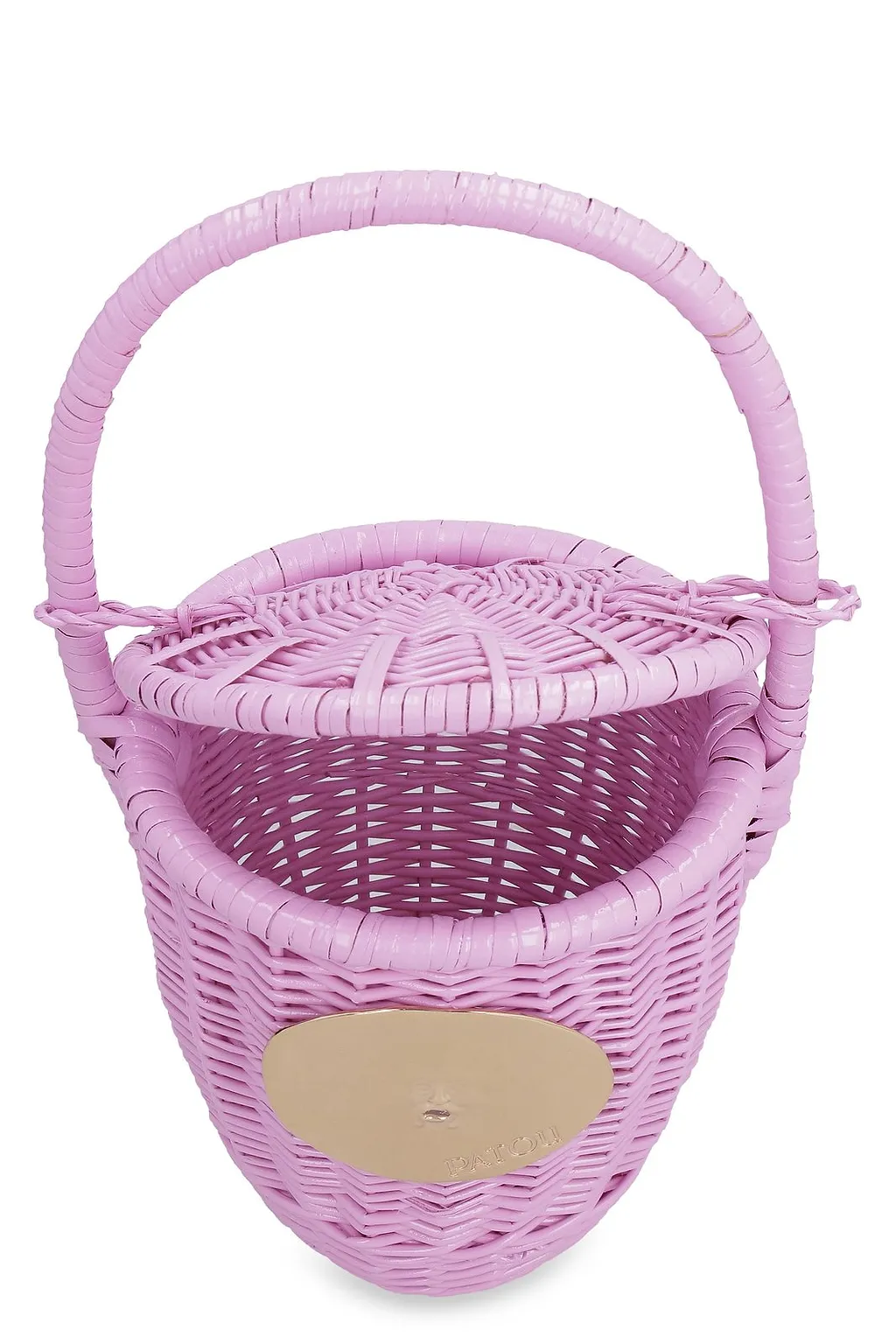 Patou Logo Plaque Woven Bucket Bag