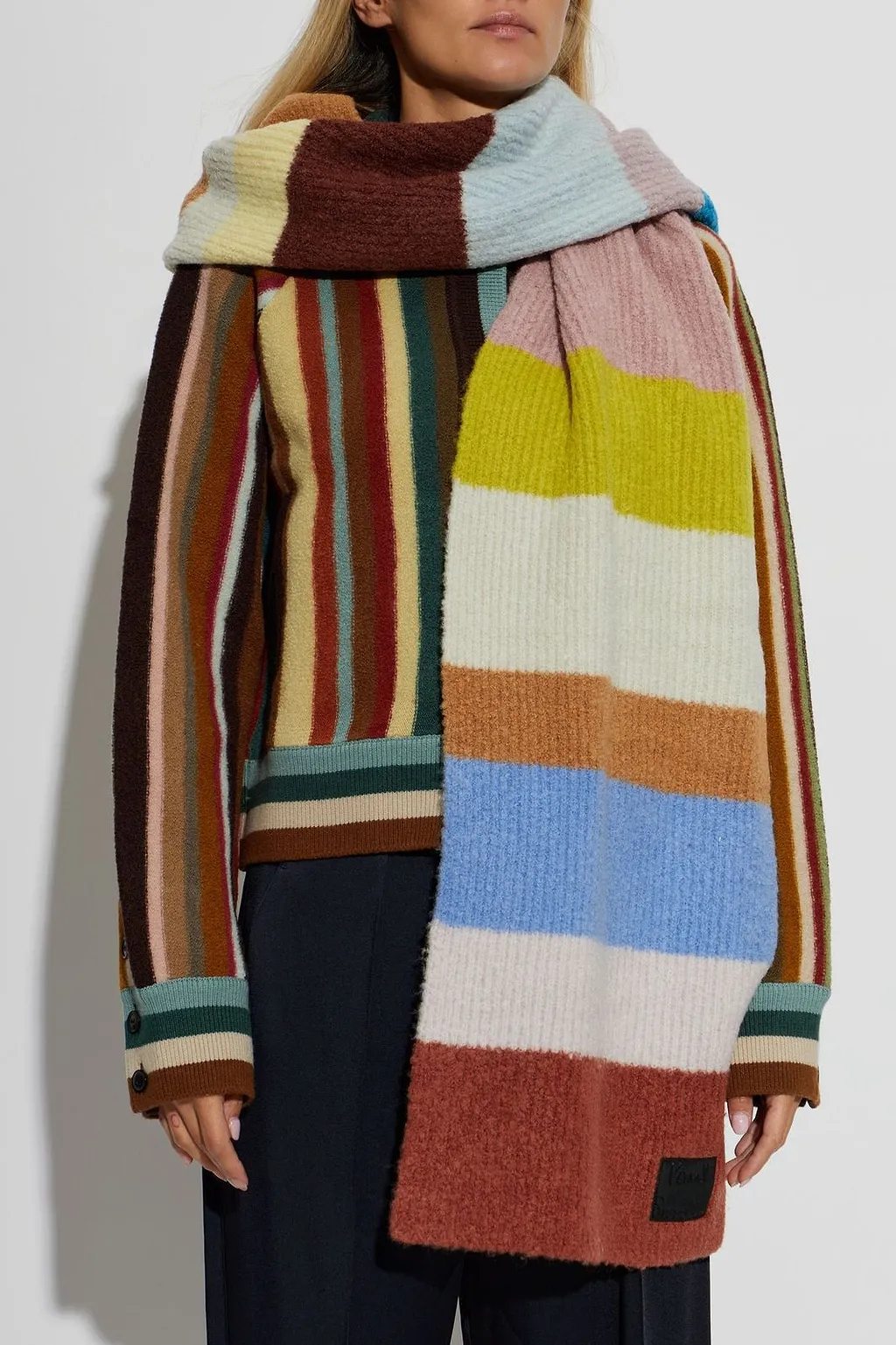 Paul Smith Wide Striped Wool Scarf