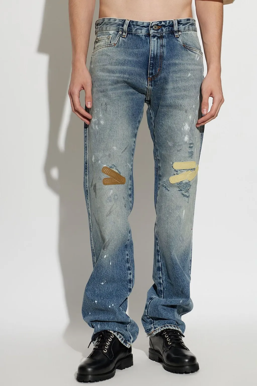 Pdf Distressed Straight-Leg Jeans