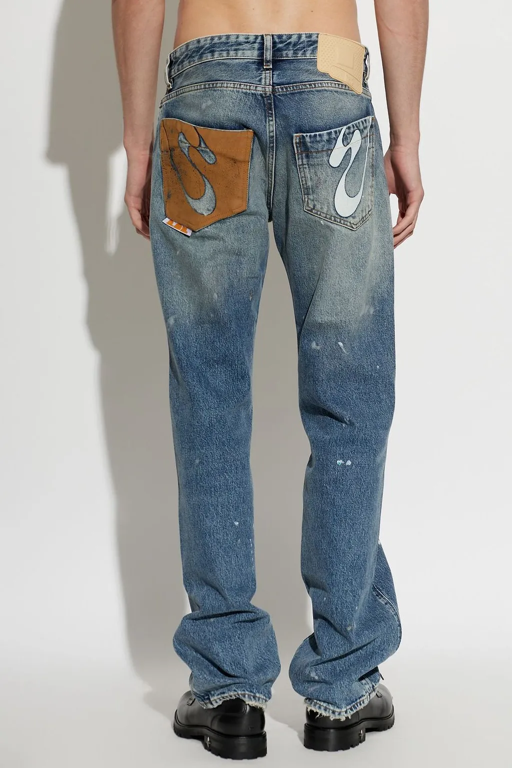 Pdf Distressed Straight-Leg Jeans