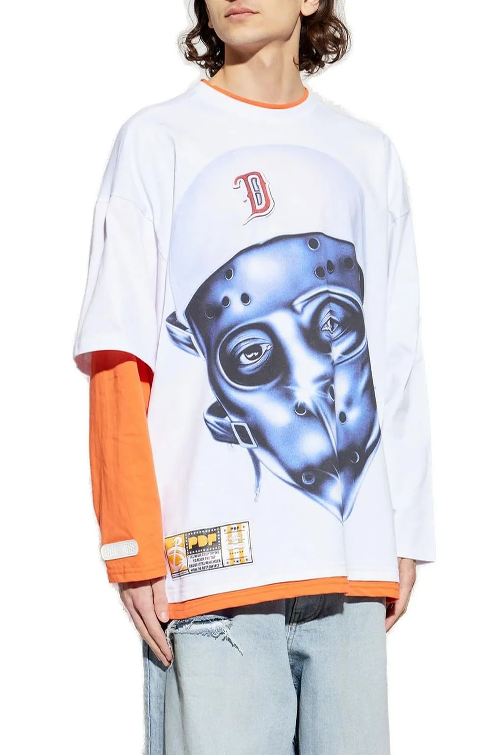 Pdf Mask Printed Layered Long-Sleeved T-Shirt
