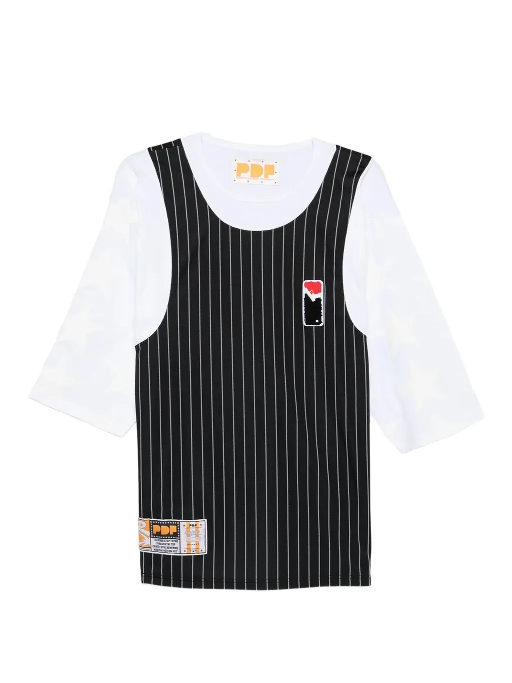 Pdf Pinstripe Layered Logo T-Shirt
