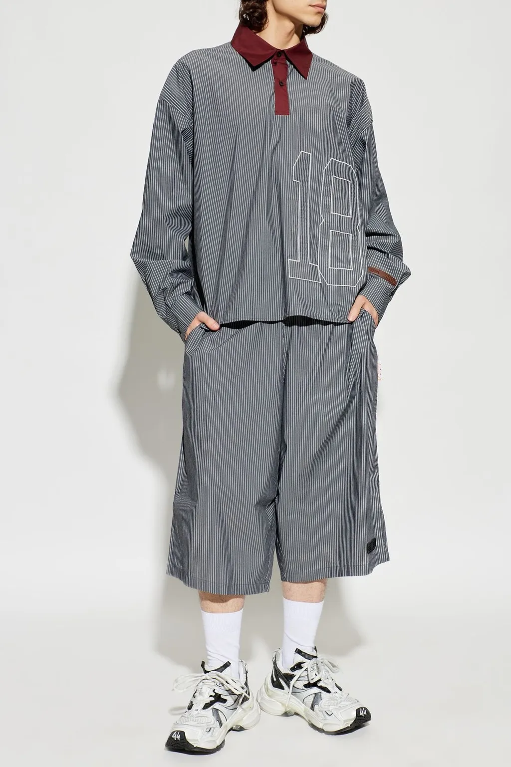 Pdf Pinstriped Wide-Leg Shorts