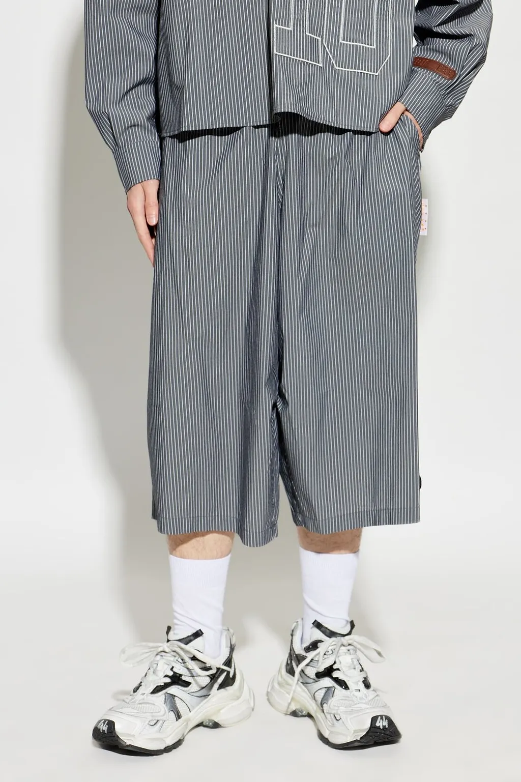 Pdf Pinstriped Wide-Leg Shorts