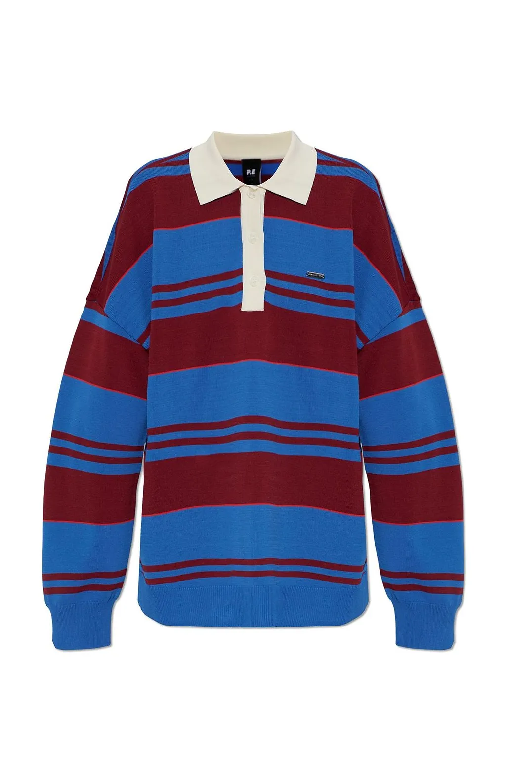 P.E Nation Strata Striped Long Sleeve Polo Top