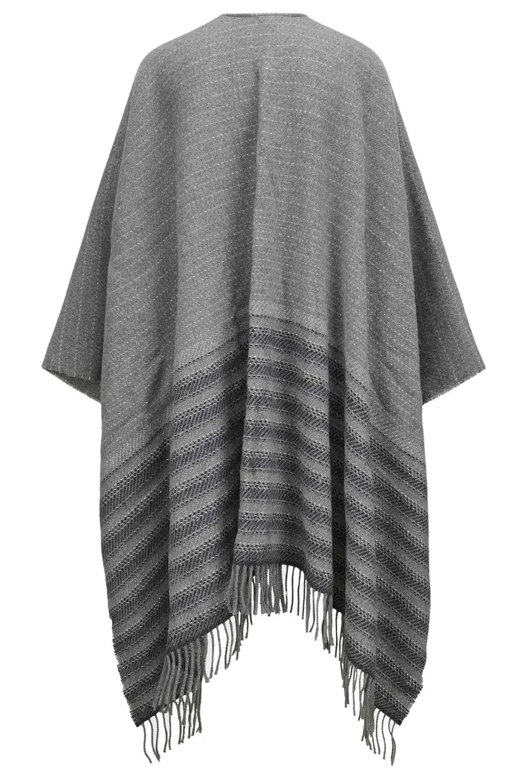 Peserico Striped Fringed Poncho