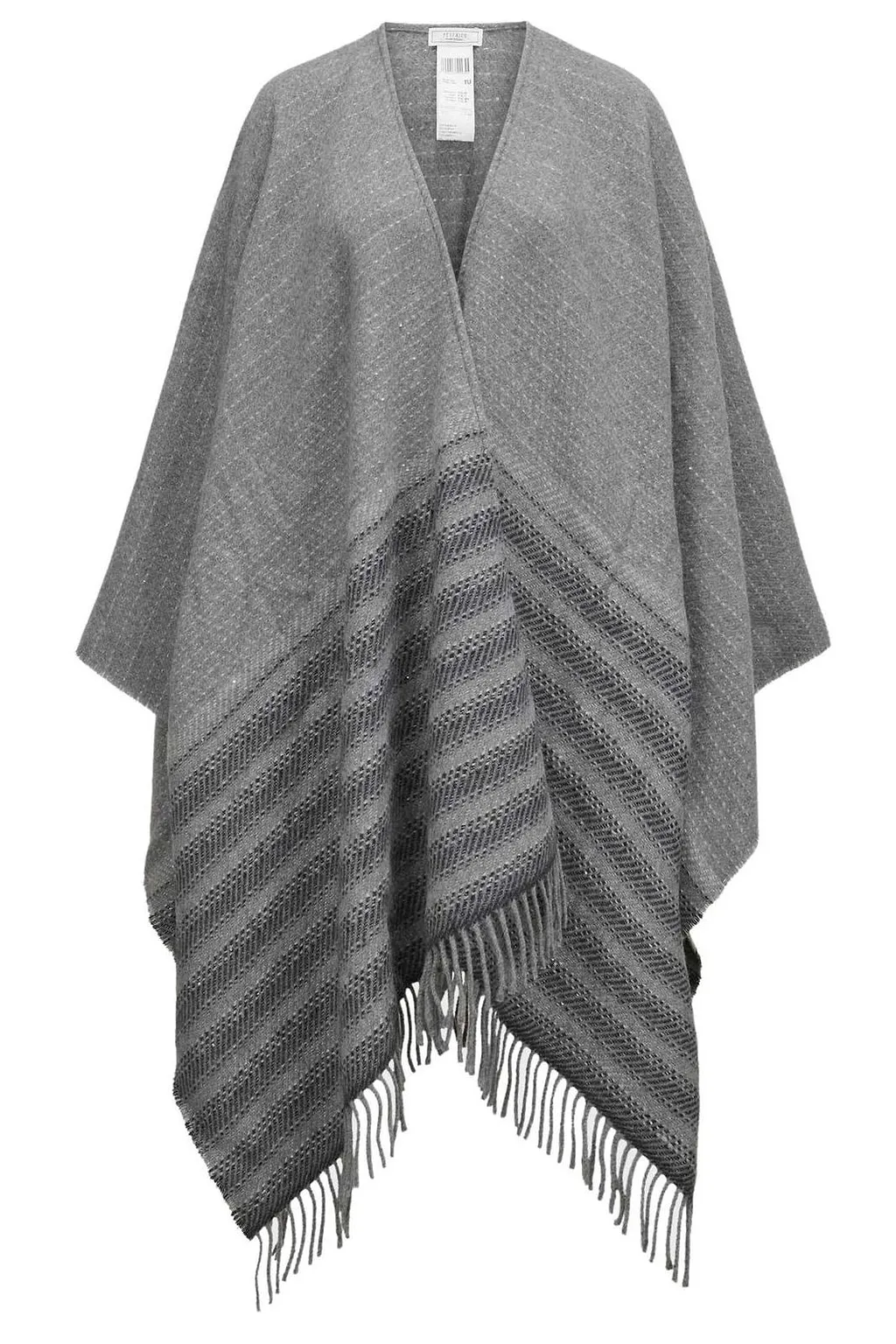 Peserico Striped Fringed Poncho